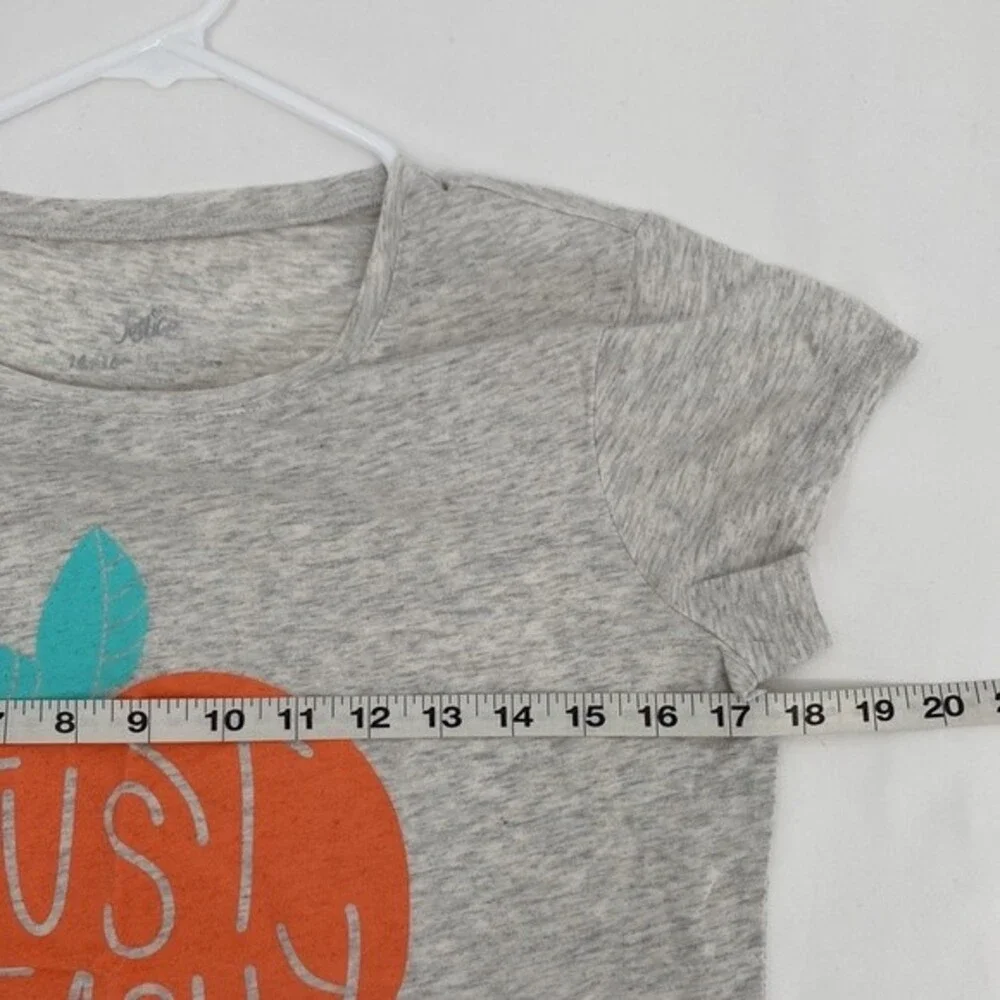 Justice Girls Gray Peach Just Peachy Graphic Tee Shirt size 14/16 plus